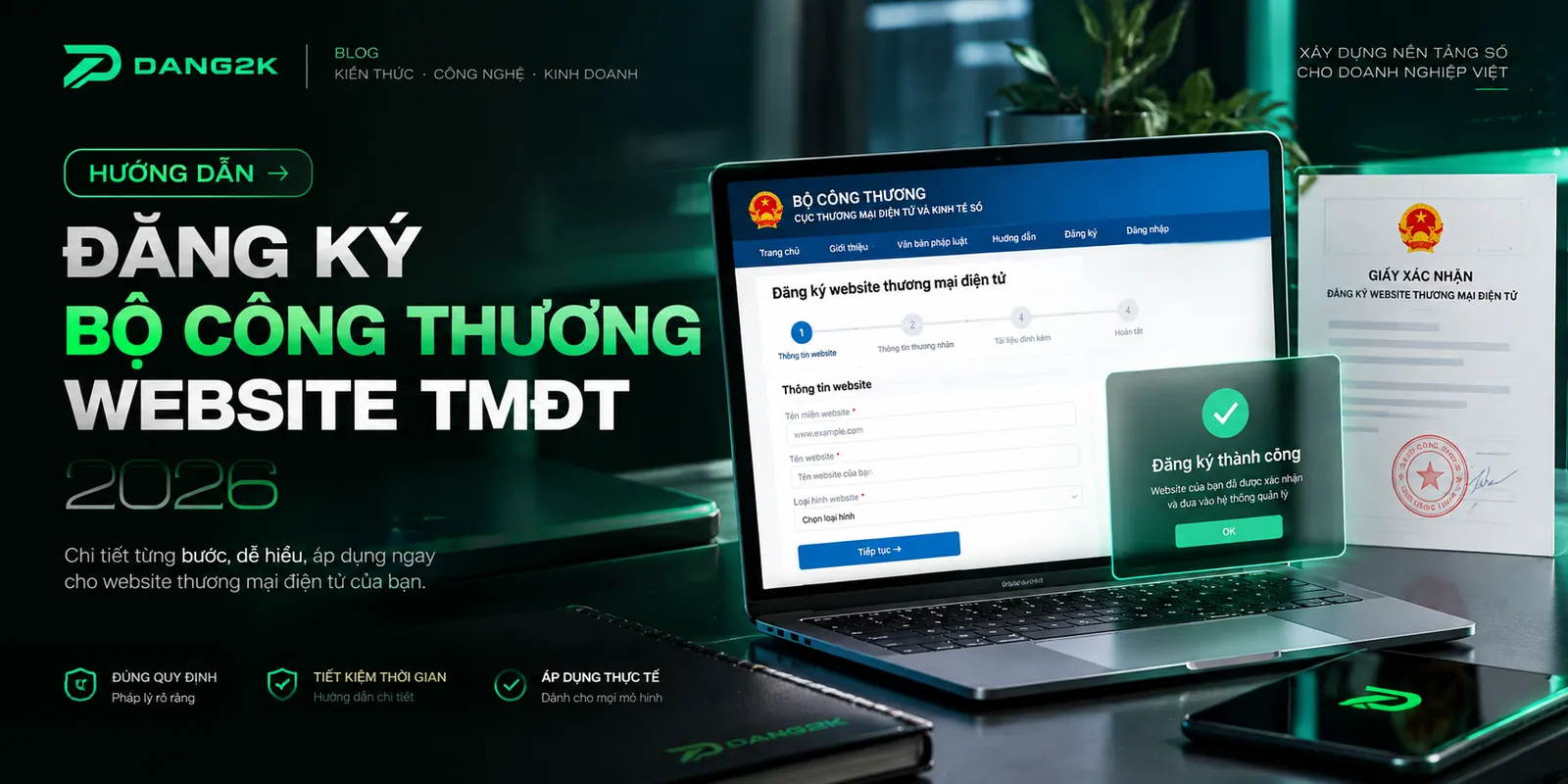 Hướng dẫn đăng ký Bộ Công Thương cho website thương mại điện tử 2026, DANG2K